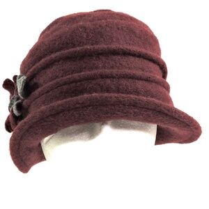 BORDONI 🇮🇹 WOMEN'S RED WOOL COMFORT WINTER BUCKET HAT